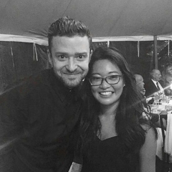 Justin Timberlake posing with a wedding guest